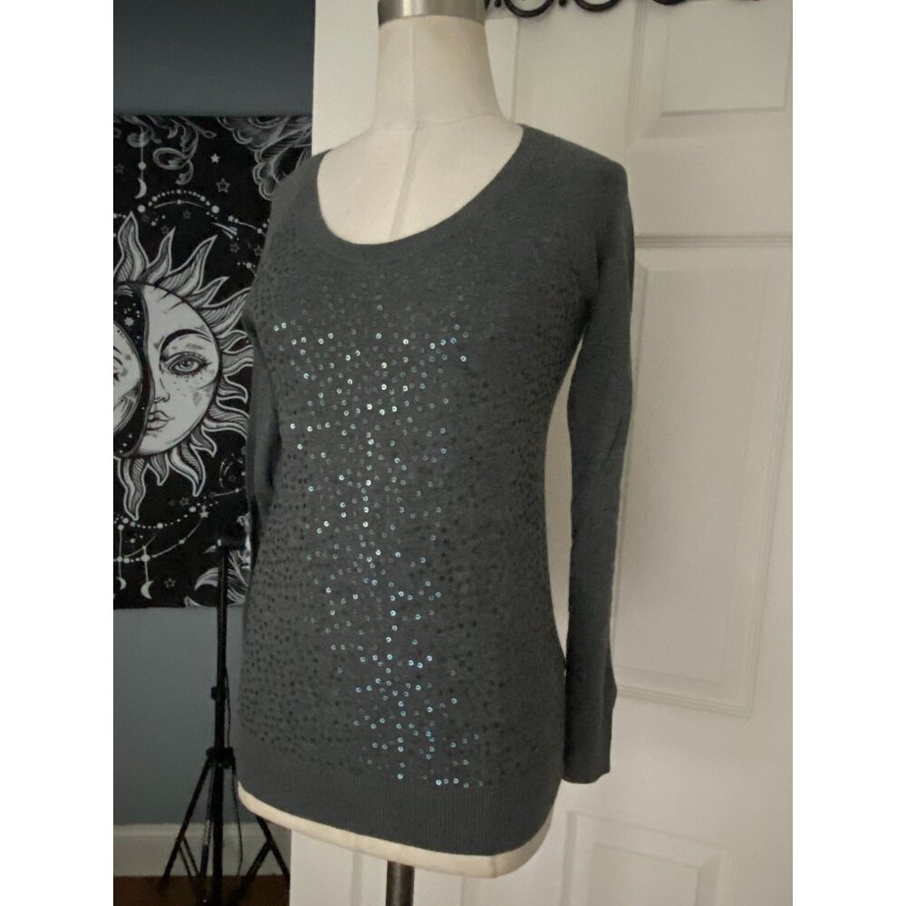 NWT Old Navy gray sequin front sweater top XS